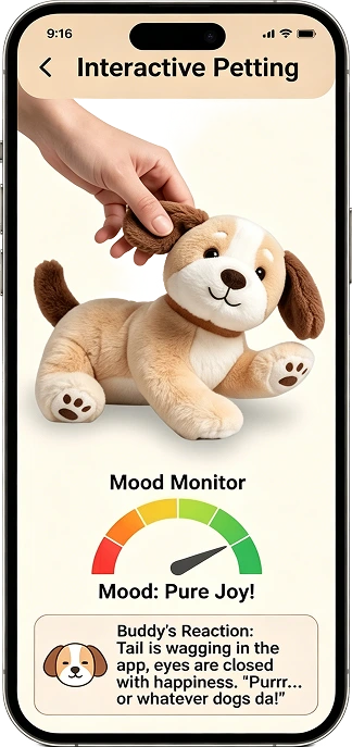 Interactive petting app screen