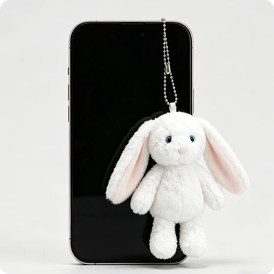 The Bunny AI plush phone charm