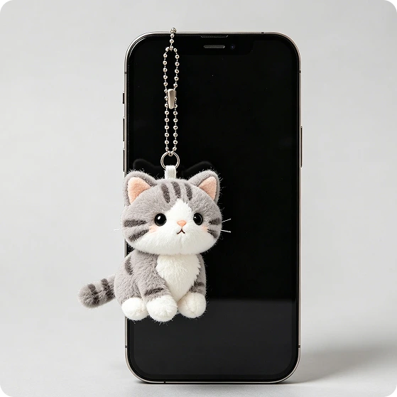 The Cat AI plush phone charm
